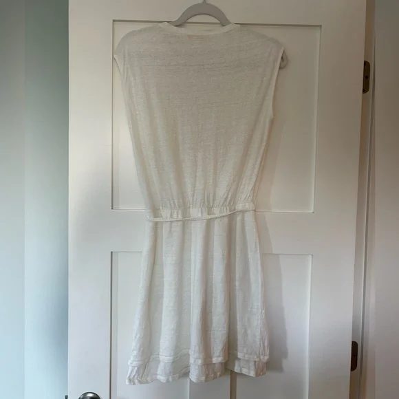 Maje Riam 100% Linen Sundress White Eyelet Scoop Neck Layered Skirt - Picture 4 of 11